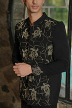 Black Bandhgala With Embroidery – Zardosi Work (Deer) by Hilo Design | Grocsy