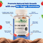 Neuherbs Grow Hair Gummies (No Added Sugar) - Strawberry Flavor | Grocsy