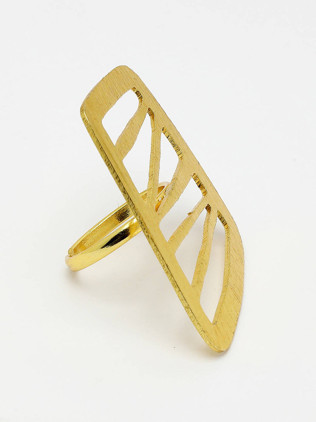 NVR Women Gold-Polished Solid Adjustable Finger Ring | Grocsy