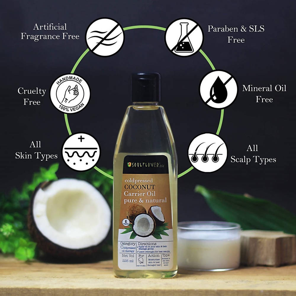 Soulflower Coldpressed Coconut Carrier Oil Pure & Natural | Grocsy