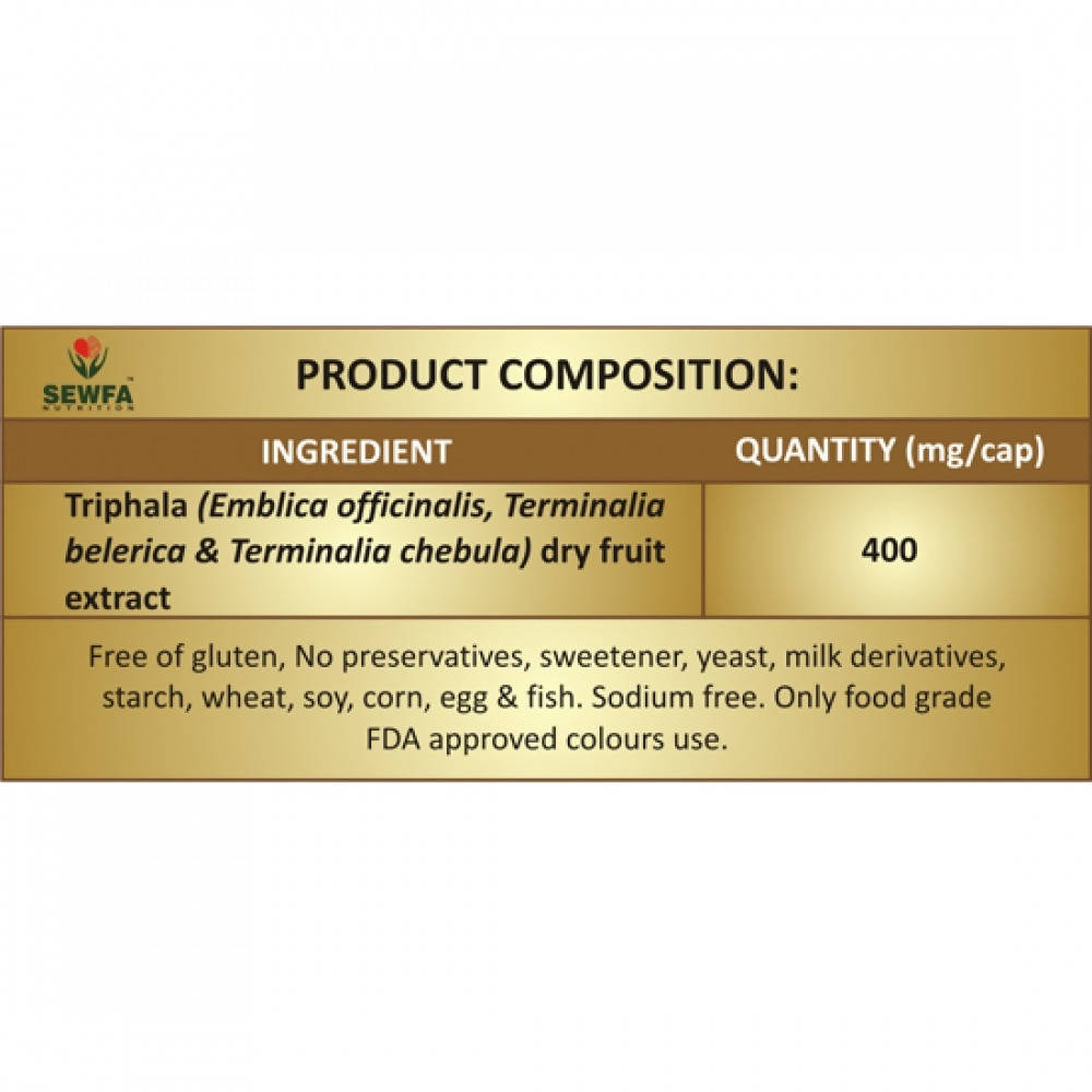 Sewfa Naturals Triphala Extract Capsules | Grocsy