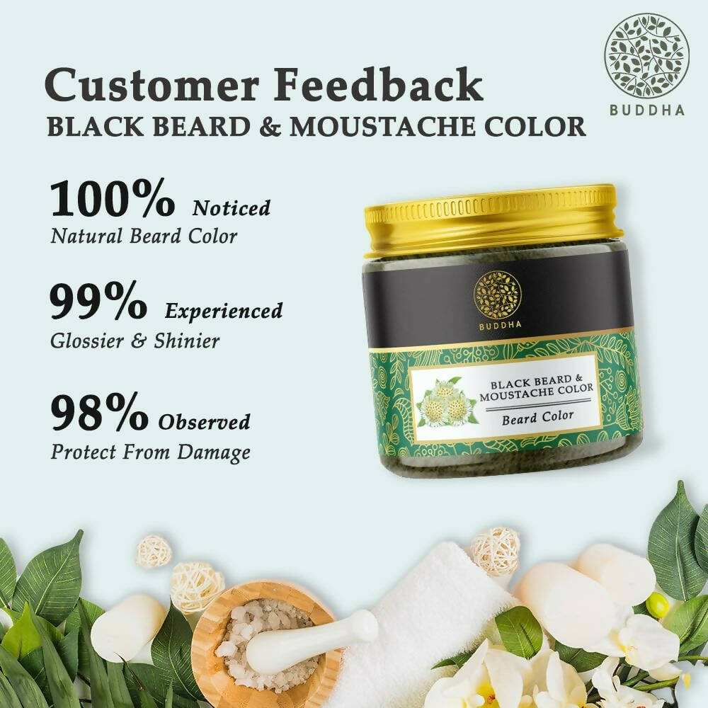 Buddha Natural Beard & Moustache Black Color | Grocsy