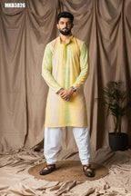 Yellow Rayon Thread Embroidery Work Kurta Set - Mahotsav | Grocsy