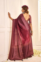 Joban Fashion Satin Silk With Zari Border Maroon Colored Designer Pallu Saree | Grocsy