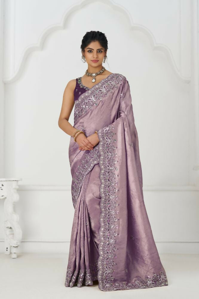 Kesar Fab Latest Bluepure Dola Viscouse Silk With Sequins And Beads Embroidery For Festivals Saree | Grocsy