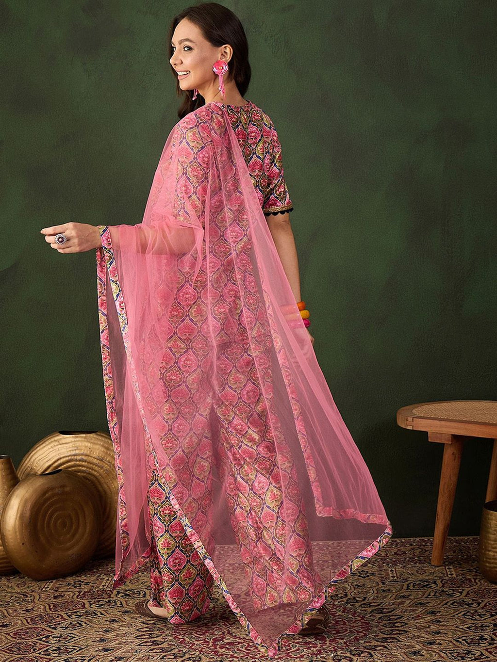 Sangria Printed Straight Kurta & Trouser With Dupatta | Grocsy