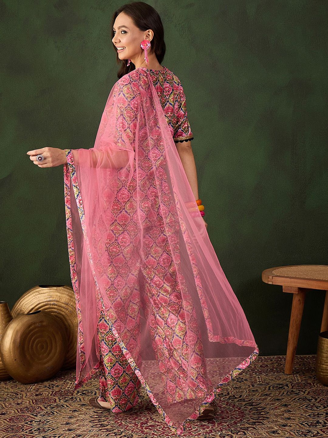 Sangria Printed Straight Kurta & Trouser With Dupatta | Grocsy