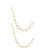 NVR Pearl Studded Classic Gold-Polished 2 Line Ear Chain Ear Cuff | Grocsy