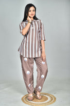 Morchari Digital Print Semi Muslin Co-Ord Set Top & Trouser-Multicolor | Grocsy