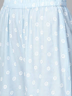 Yufta Women Blue & White Printed Kurta with Palazzo & Dupatta | Grocsy
