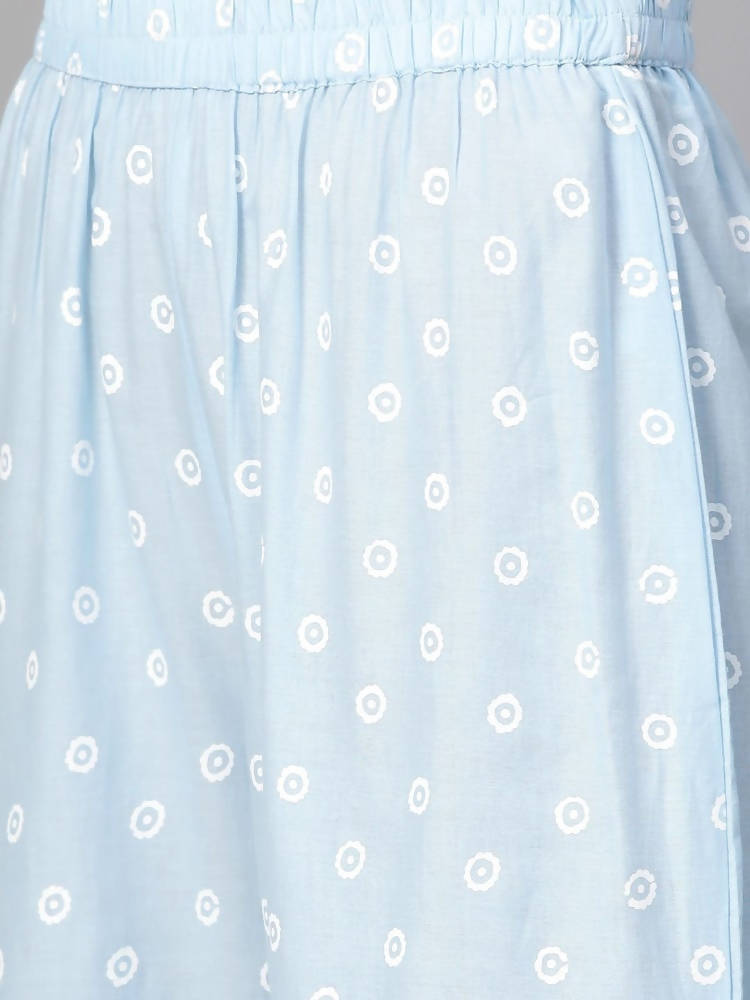 Yufta Women Blue & White Printed Kurta with Palazzo & Dupatta | Grocsy