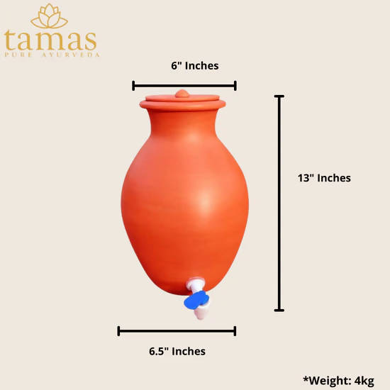 Tamas Handmade & Eco-Friendly Earthen Pot With Clay Lid & Tap | Grocsy