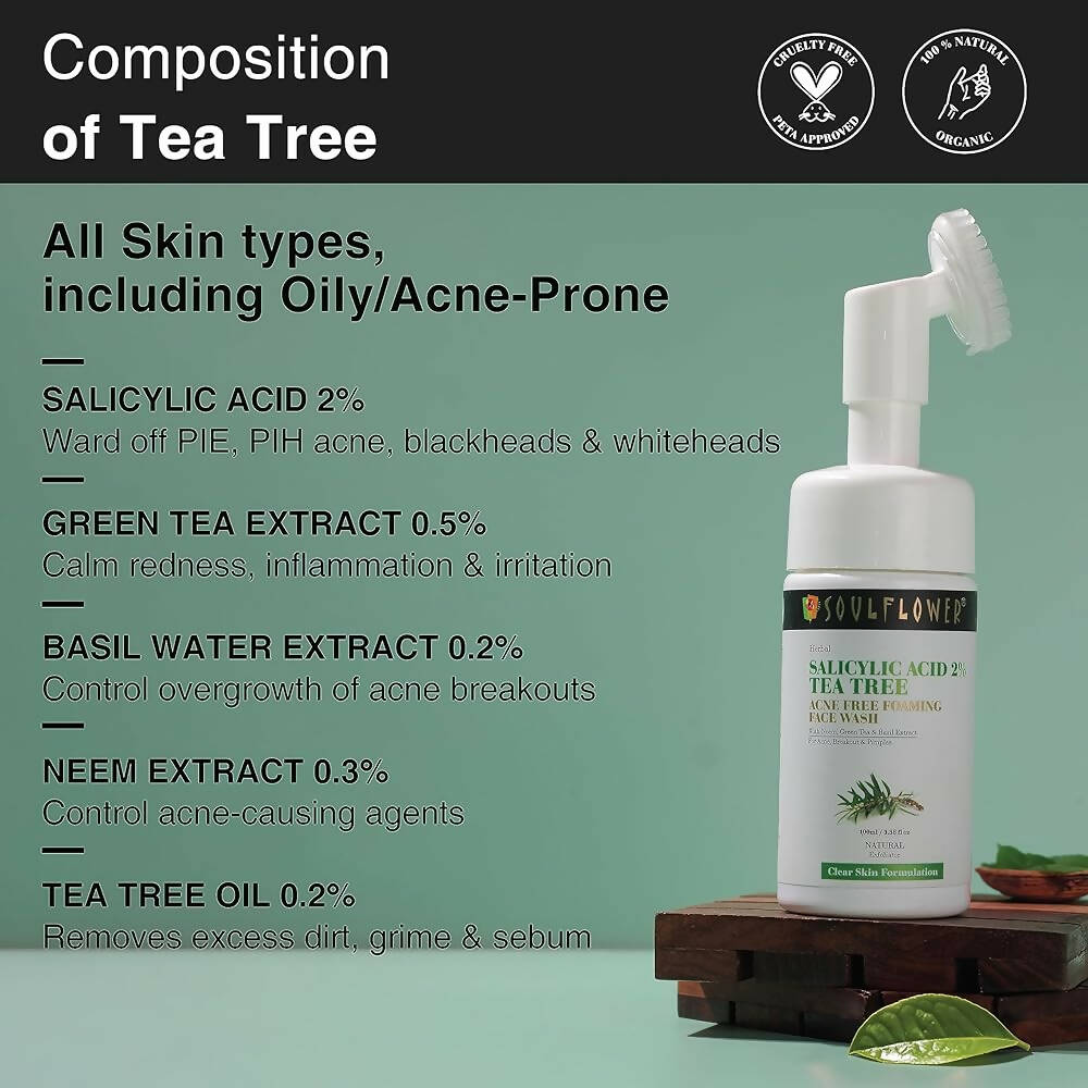 Soulflower 2% Salicylic Acid Acne Free Foaming Face Wash | Grocsy