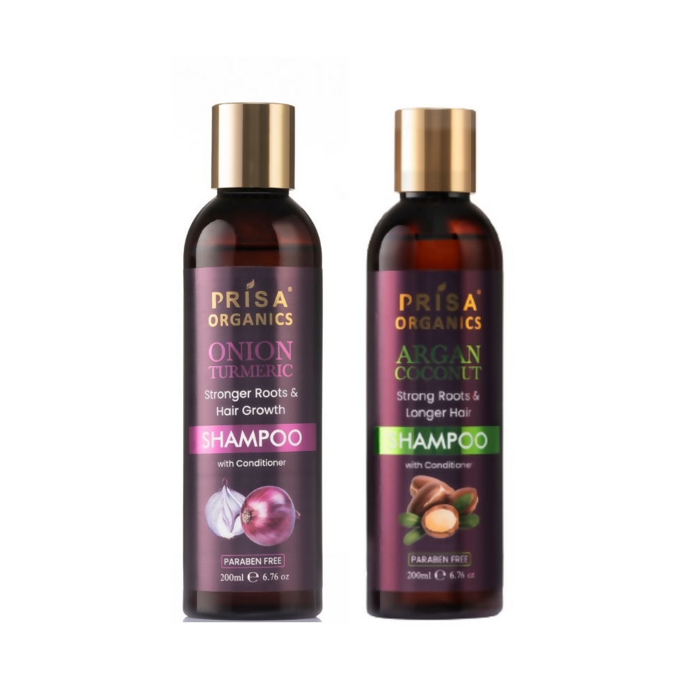 Prisa Organics Onion & Turmeric Shampoo and Argan & Coconut Shampoo Combo | Grocsy