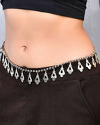 VOJ Oxidised German Silver Adjustable Waist Belt | Grocsy