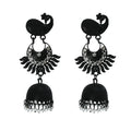 Mominos Fashion Johar Kamal Black Color Peacock Earrings Jhumka