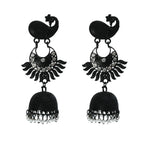 Mominos Fashion Johar Kamal Black Color Peacock Earrings Jhumka