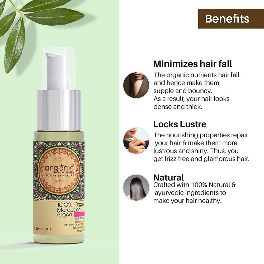 Aaryanveda Arganic Organic Moroccan Argan Hair Serum | Grocsy