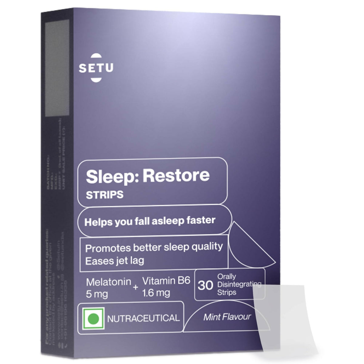 Setu Sleep Restore Plant Based Melatonin - Tasty Mint Flavor | Grocsy