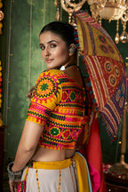 AI Fashion White Maslin Cotton Designer Navratri Lehenga Choli Collection | Grocsy