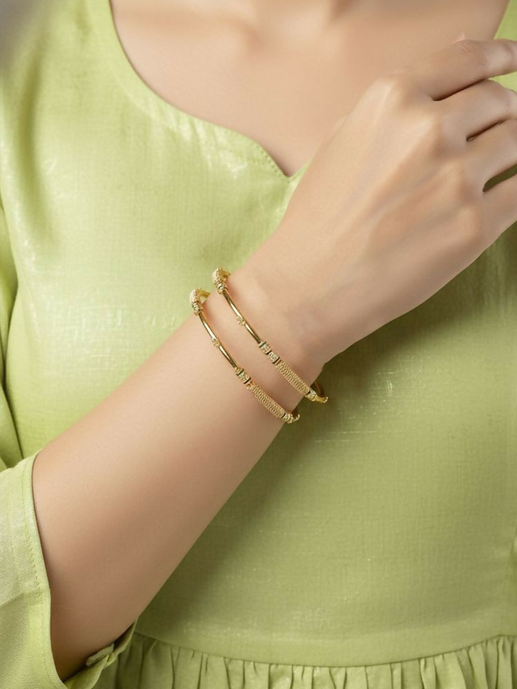 NVR Women Set of 2 Gold Plated Handcrafted Traditional Bangle | Grocsy
