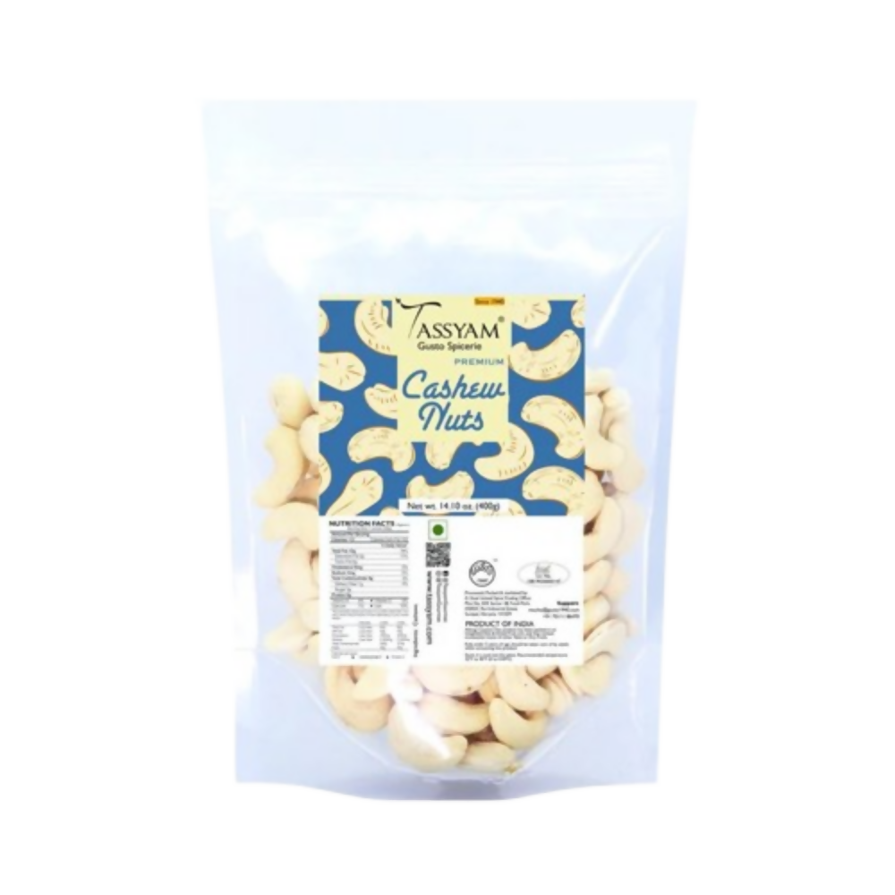 Tassyam Organics Premium Cashews w240 Grade - Pouch | Grocsy