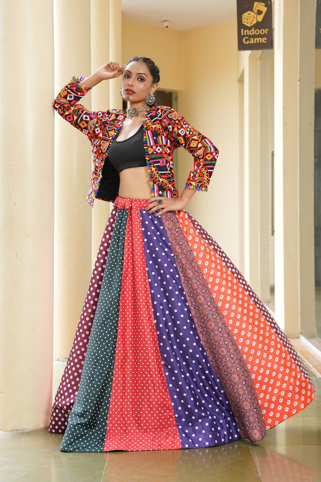 AI Fashion Multi Silk Crepe Designer Navratri Wear Lehenga Choli Collection | Grocsy