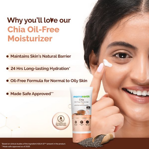 Mamaearth Chia Oil-Free Moisturizer with Chia Seed & Ceramides for Healthy Skin Barrier | Grocsy