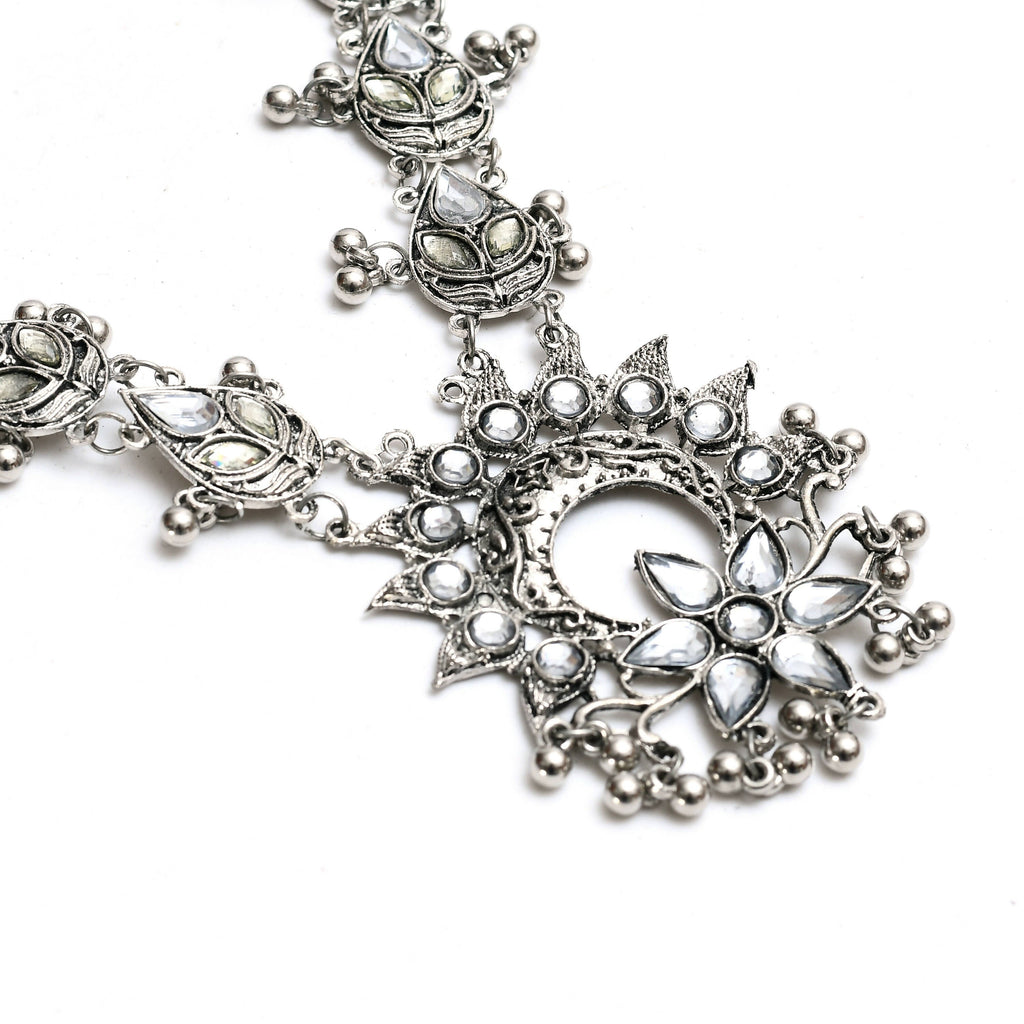 Mominos Fashion Johar Kamal Women Silver-Plated Brass Finish Rani Haar Statement Necklace | Grocsy