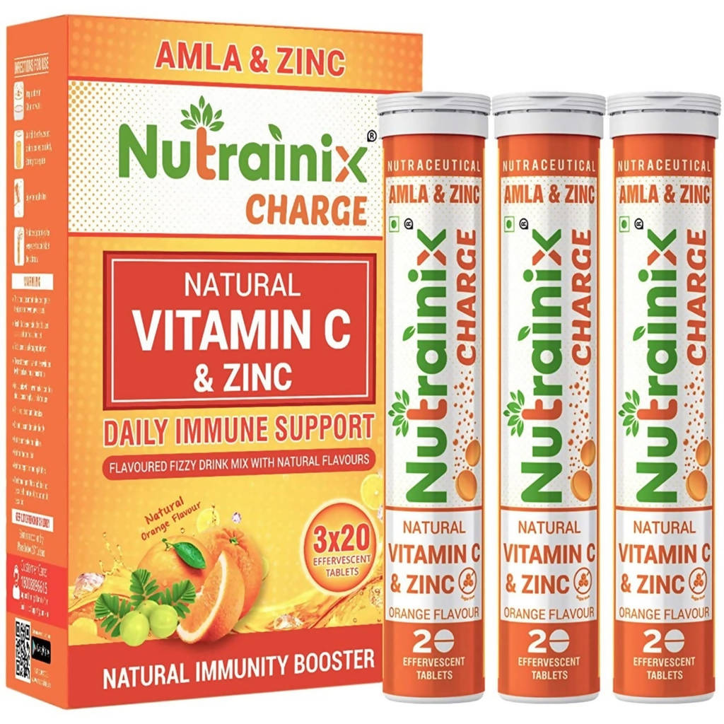 Nutrainix Charge Natural Vitamin C & Zinc Tablets | Grocsy
