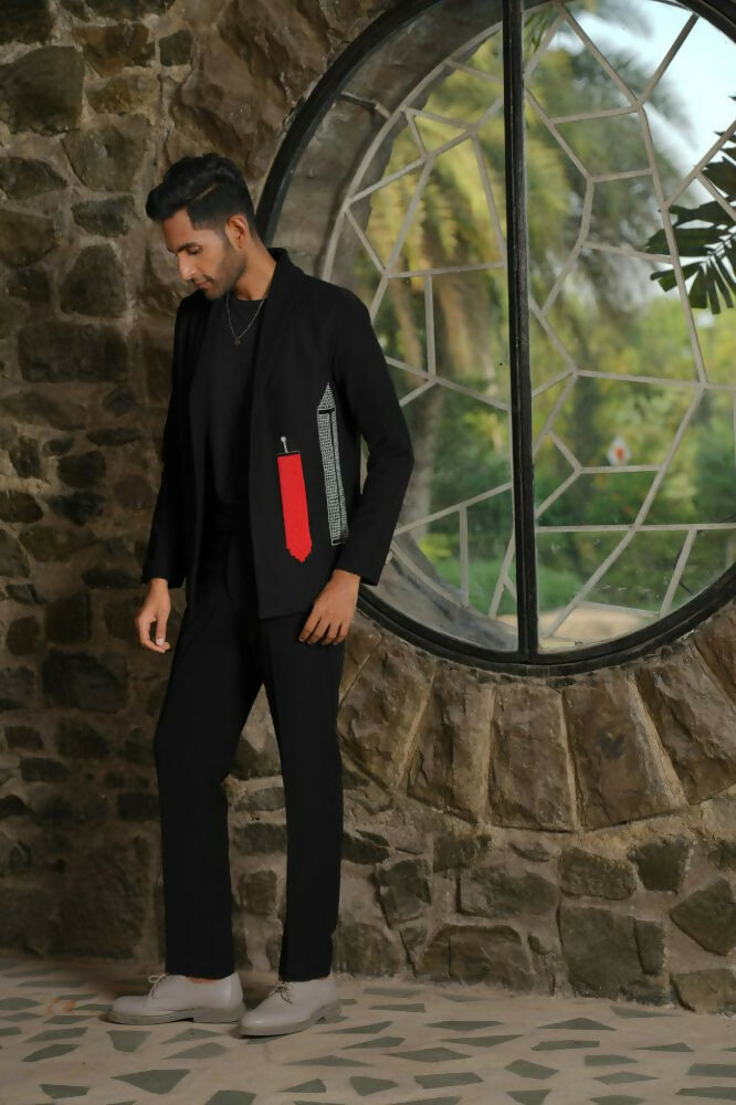Statement Embroidered Black Co-Ord Set by Hilo Design | Grocsy