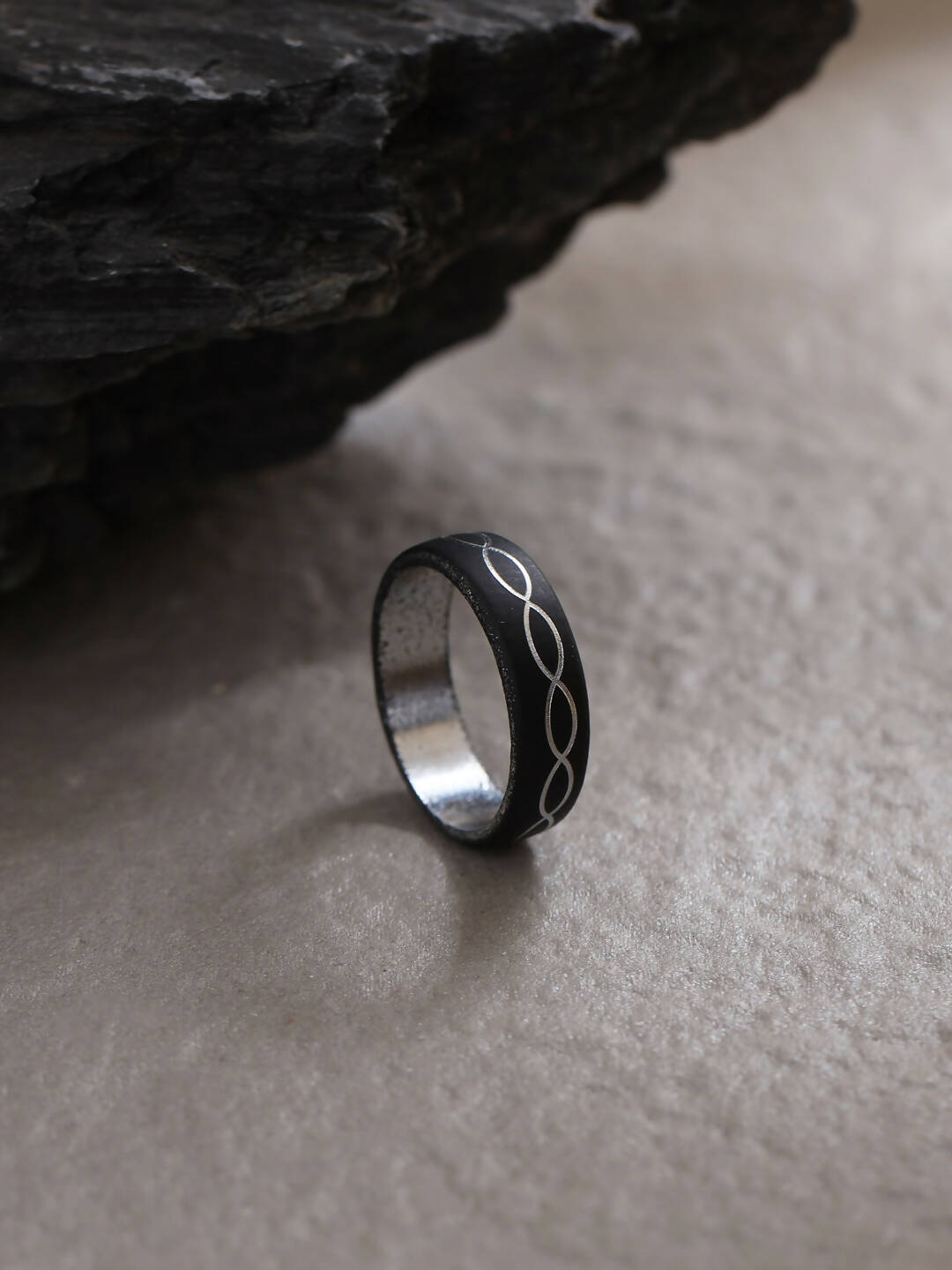 NVR Men's Black Metal Ring | Grocsy