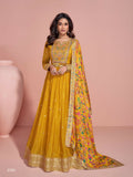 Anaita Yellow Embroidered Silk Anarkali Suits | Grocsy