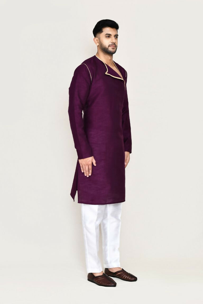 Joban Fashion Purple Colored Art Silk Fabric Kurta With Straight Fit Pant | Grocsy