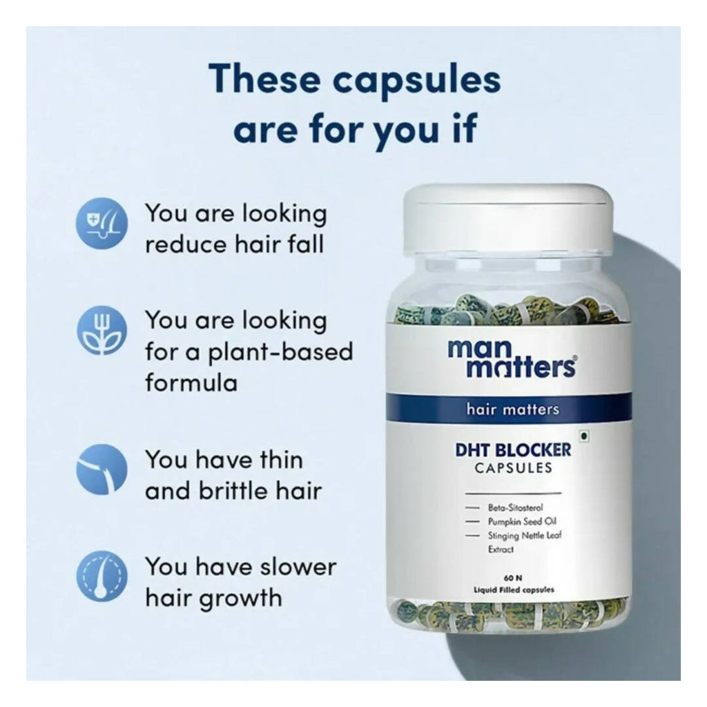 Man Matters DHT Blocker Capsules, For Anti Hair Fall | Grocsy