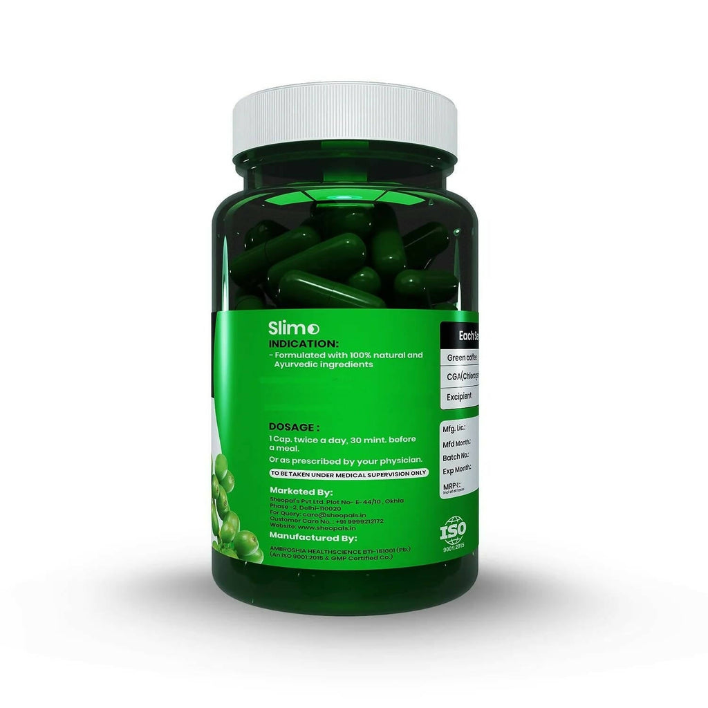 Sheopal's Slimo Pure & Natural Green Coffee Extract Capsules | Grocsy