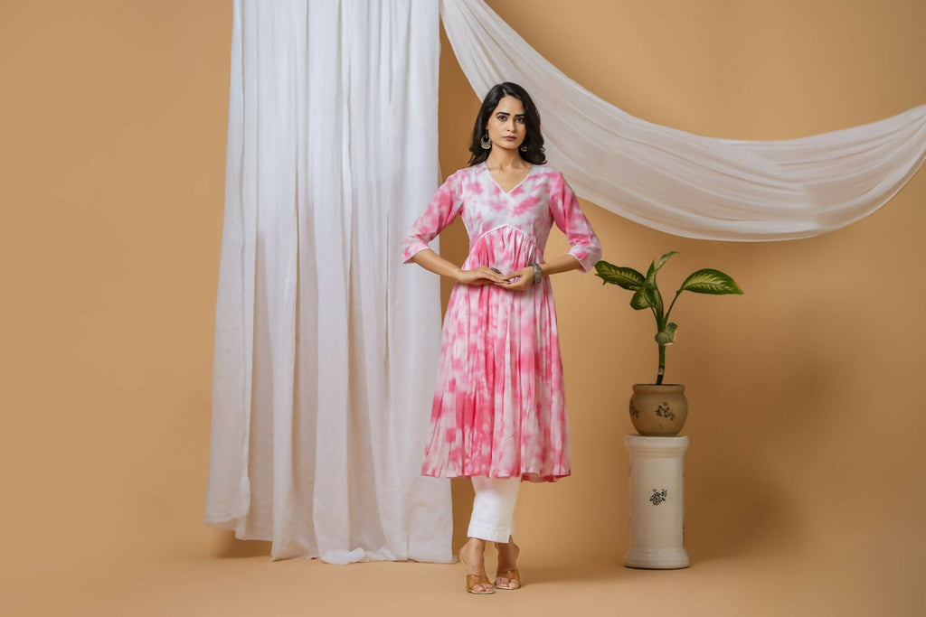 Joban Fashion Pink Tie & Dye Kurta Pant Set | Grocsy