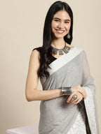 Shree Shyam Fashion Linen Grey Saree | Grocsy