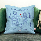 Indigifts Valentine Gifts For Girlfriend Travel Quote Blue Cushion Cover With Filler | Grocsy