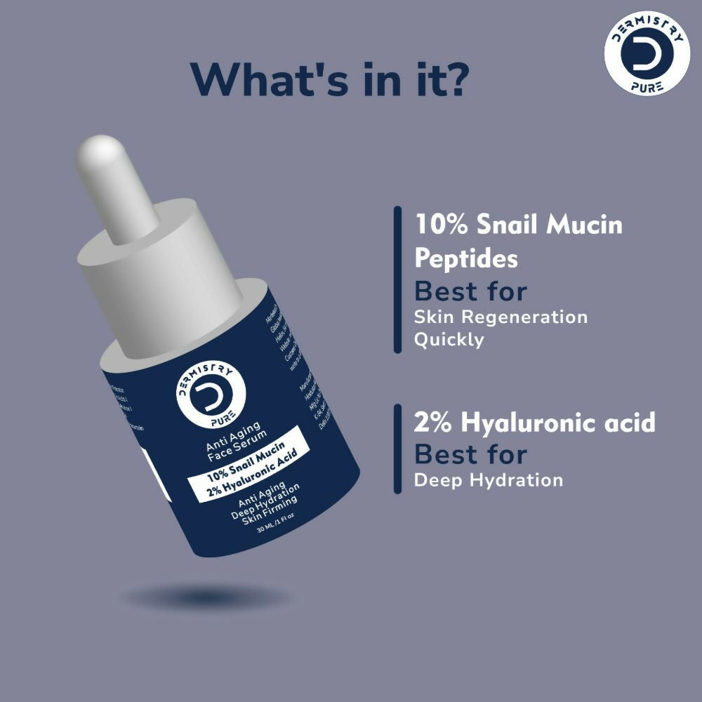 Dermistry Pure 10% Snail Mucin 96 Peptide Anti-Ageing Moisturizer Skin Firming Tightening Face Serum | Grocsy