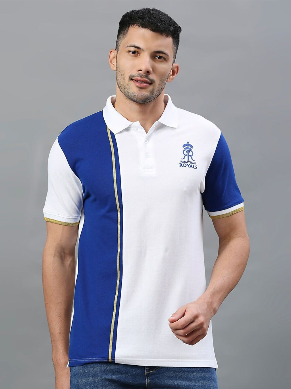 Fancode Rajasthan Royals Polo Collar Cotton IPL T-shirt | Grocsy