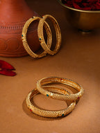 NVR Women's Set of 2 Gold-Polished Traditional Bangles