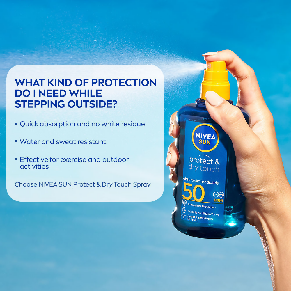 Nivea Sun Dry Touch SPF 50, Transparent Sunscreen Spray | Grocsy