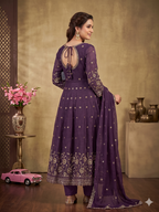 Teeya Creation New Stylish Trendy Elegant Purple Embroidered Anarkali Suit with Dupatta | Grocsy