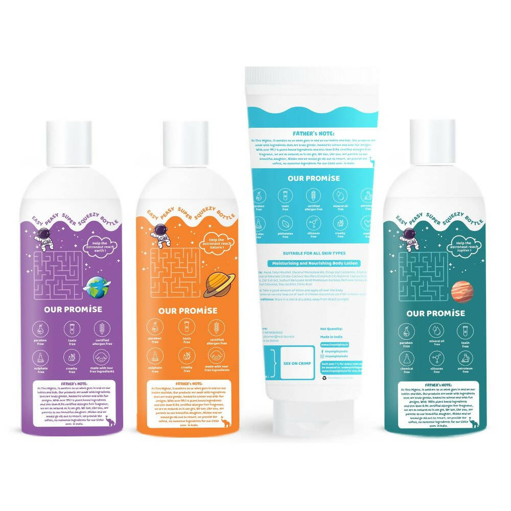 Tiny Mighty Plant Based And Natural Kids Shampoo, Body Lotion, Body Wash & Hair Oil Combo | Grocsy