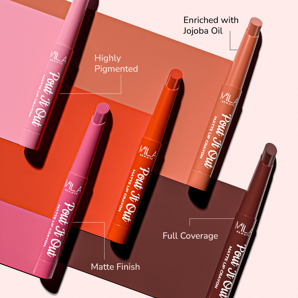 Mila Beaute Pout It Out Long Lasting & Matte Finish Lip Crayon Lipstick - Ariel | Grocsy