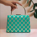 Joban Fashion Gota Patti Fabric Clutch - Green | Grocsy