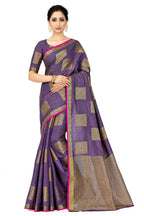 Mimosa Women's Kanchipuram Tussar Silk Purple Saree | Grocsy