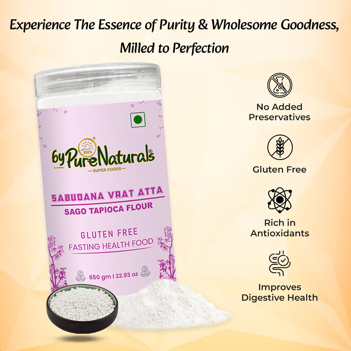 byPureNaturals Sabudana Vrat Atta (Sago Tapioca Flour) | Grocsy