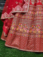 Tulsi Art Red Embroidered Art Silk Bridal Lehenga Choli | Grocsy